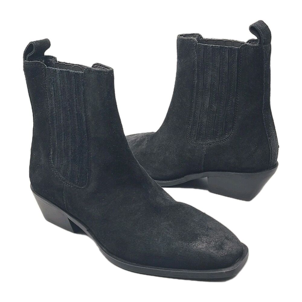 Seychelles Boots Black Suede Hold Me Down Western Chelsea Booties Size 8 New
